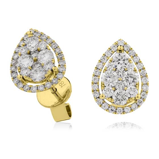 0.75ct Classic Round Diamond Cluster Earrings