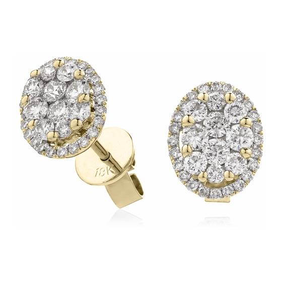 Modern Round Diamond Cluster Earrings