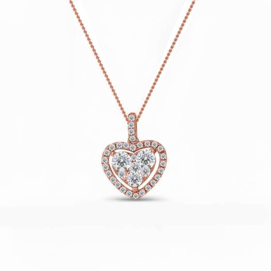 0.70ct Classic Round Diamond Heart Pendant
