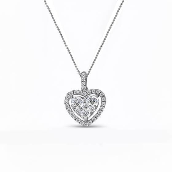 0.70ct Classic Round Diamond Heart Pendant