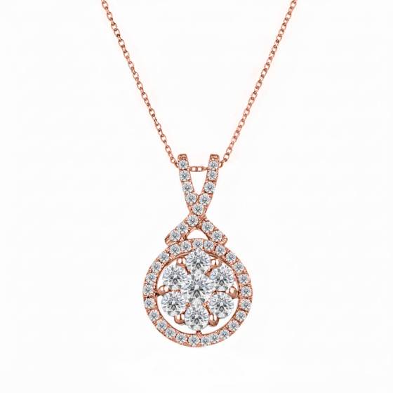 0.60ct Pave Set Round Diamond Designer Pendant