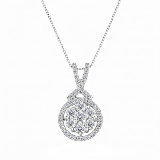 0.60ct Pave Set Round Diamond Designer Pendant
