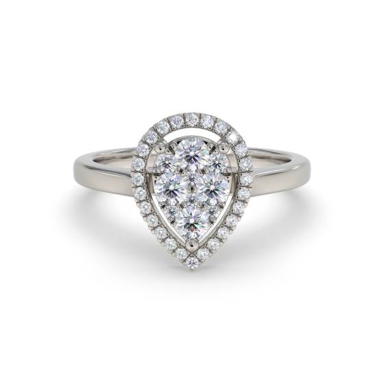 0.60ct Modern Pear Shaped Round Diamond Cluster Ring