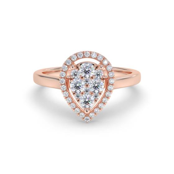 0.60ct Modern Pear Shaped Round Diamond Cluster Ring