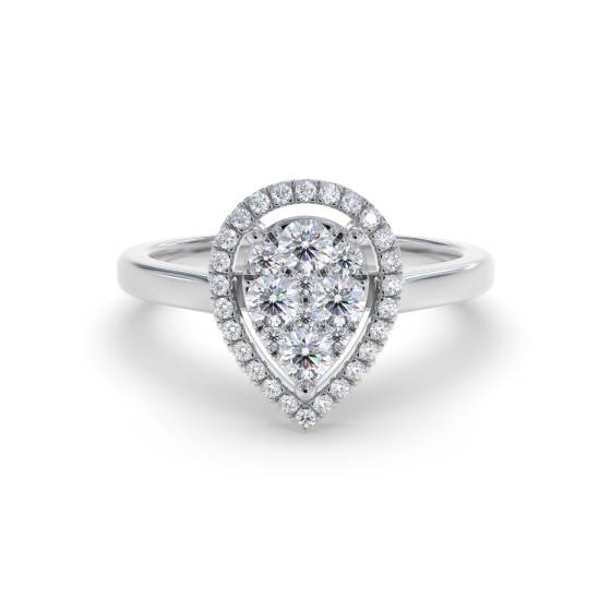 0.60ct Modern Pear Shaped Round Diamond Cluster Ring