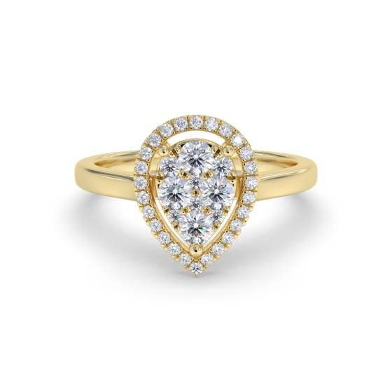 0.60ct Modern Pear Shaped Round Diamond Cluster Ring