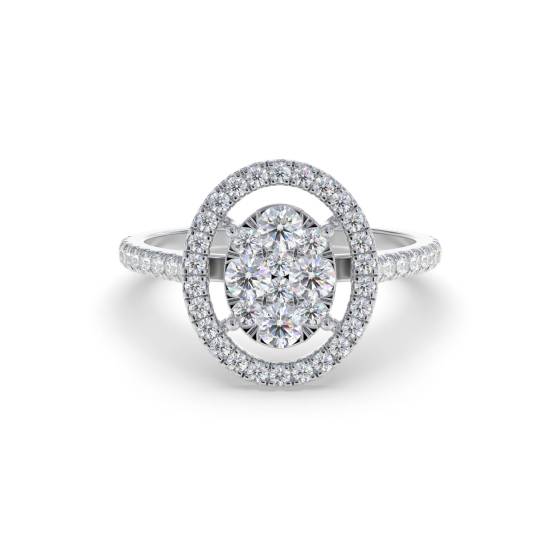 0.40ct Modern Oval Shaped Round Diamond Cluster Halo Ring