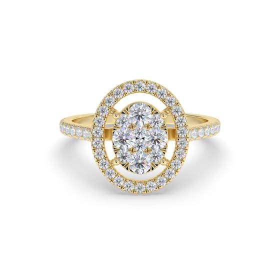 0.40ct Modern Oval Shaped Round Diamond Cluster Halo Ring