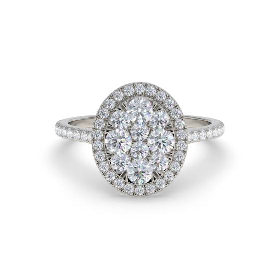 0.40ct Modern Oval Shaped Cluster Halo Ring