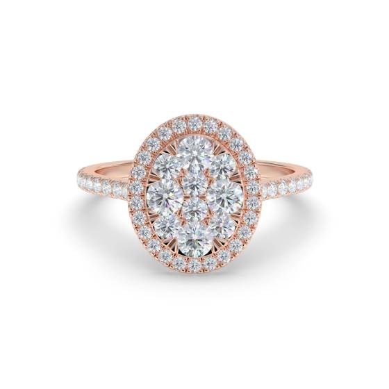 0.40ct Modern Oval Shaped Cluster Halo Ring