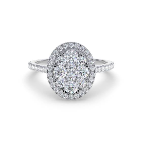 0.40ct Modern Oval Shaped Cluster Halo Ring