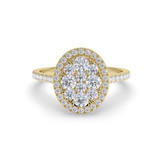 0.40ct Modern Oval Shaped Cluster Halo Ring