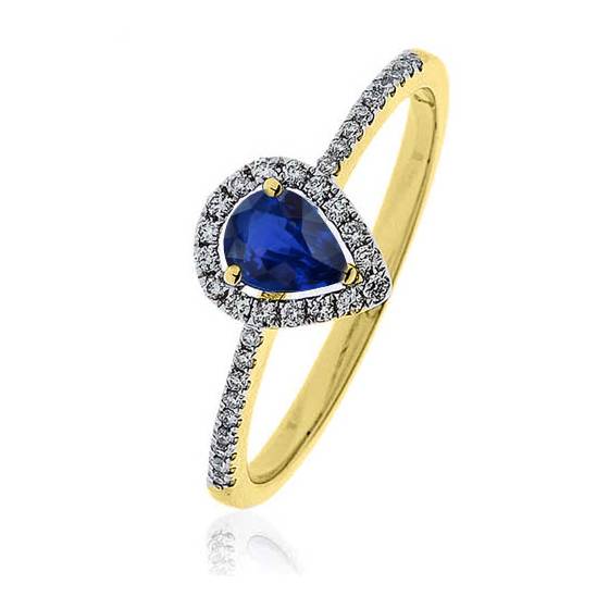 0.50ct Pear Blue Sapphire and Diamond Ring