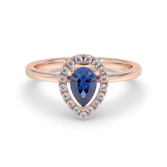 0.50ct Pear Blue Sapphire and Diamond Ring