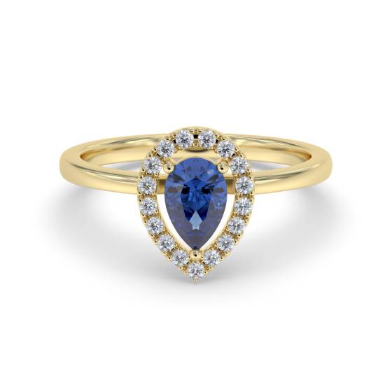 0.50ct Pear Blue Sapphire and Diamond Ring