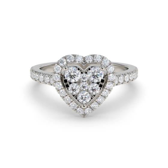 0.45ct Modern Heart Shaped Round Diamond Cluster Ring