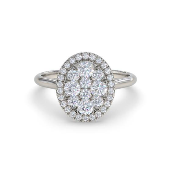 0.40ct Modern Oval Shaped Round Diamond Cluster Halo Ring
