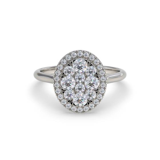 0.40ct Modern Oval Shaped Round Diamond Cluster Halo Ring