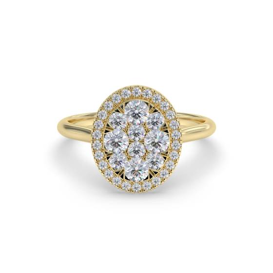 0.40ct Modern Oval Shaped Round Diamond Cluster Halo Ring