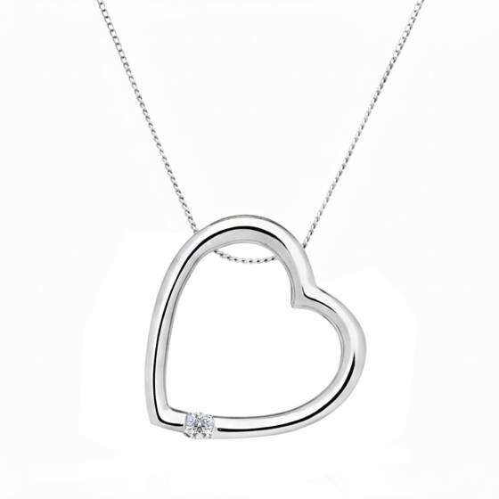 Classic Round Diamond Heart Pendant
