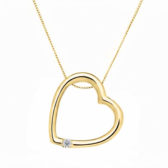 Classic Round Diamond Heart Pendant