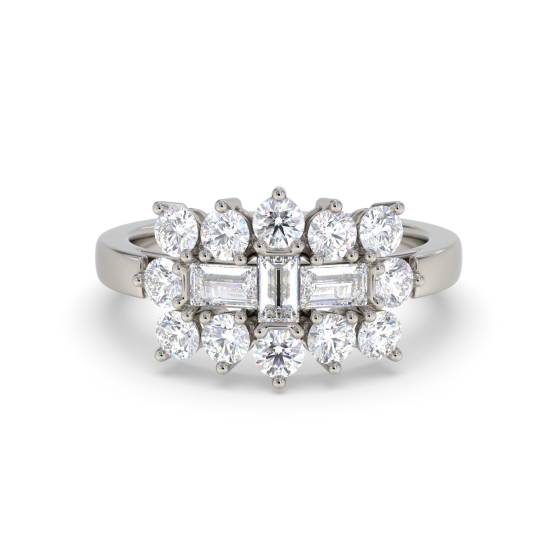 0.50ct Elegant Round and Baguette Diamond Dress Ring
