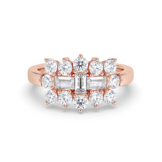 0.50ct Elegant Round and Baguette Diamond Dress Ring