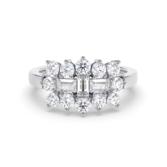 0.50ct Elegant Round and Baguette Diamond Dress Ring