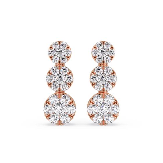 1.20ct Modern Round Diamond Cluster Drop Earrings