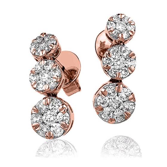 1.20ct Modern Round Diamond Cluster Drop Earrings