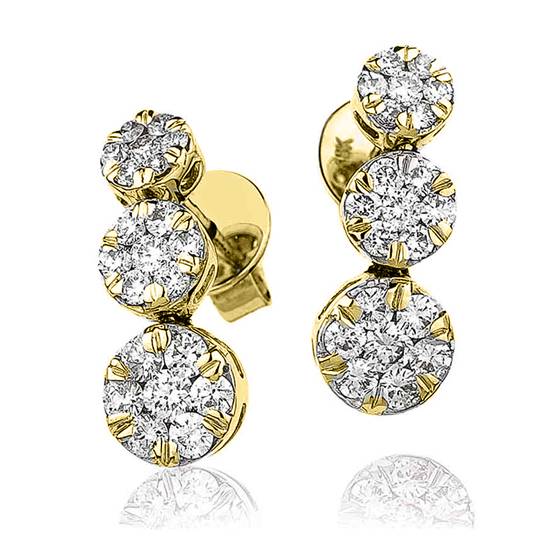 1.20ct Modern Round Diamond Cluster Drop Earrings