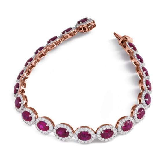 12.30ct Elegant Diamond and Ruby Tennis Bracelet