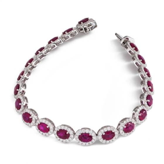 12.30ct Elegant Diamond and Ruby Tennis Bracelet