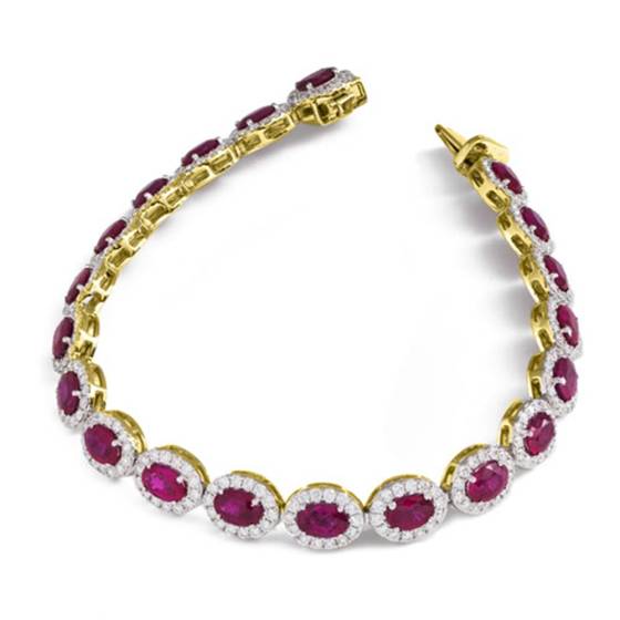 12.30ct Elegant Diamond and Ruby Tennis Bracelet