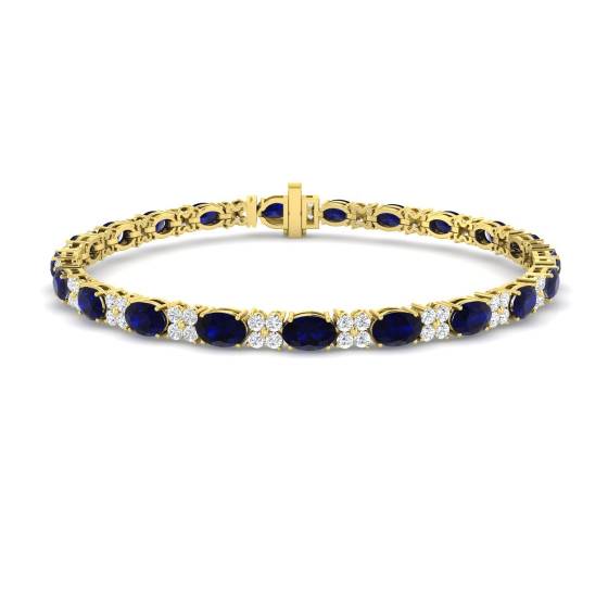 7.90ct VS/E-F Oval Blue Sapphire and Round Diamond Set Bracelet