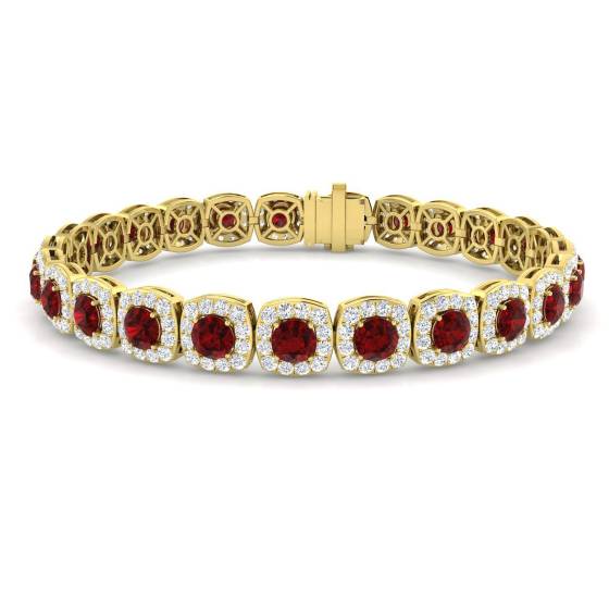 1.10ct VS/E-F Round Cut Ruby and Round Diamond Bracelet
