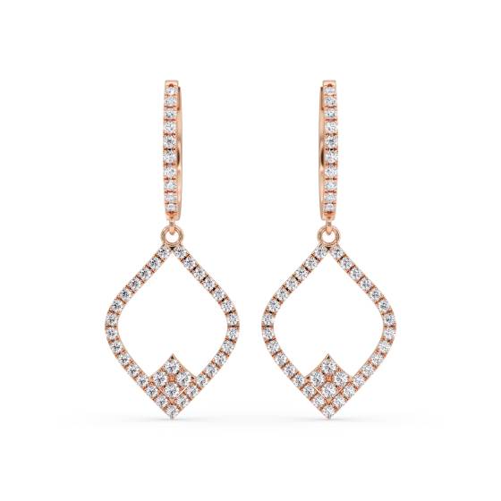 Modern Round Diamond Drop Earrings