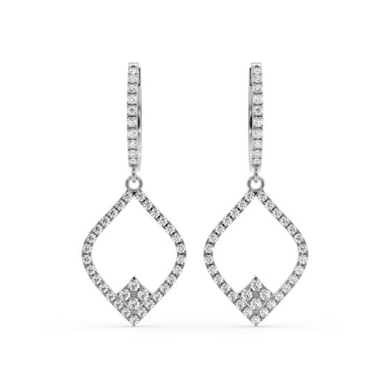 Modern Round Diamond Drop Earrings