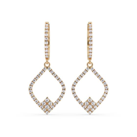 Modern Round Diamond Drop Earrings