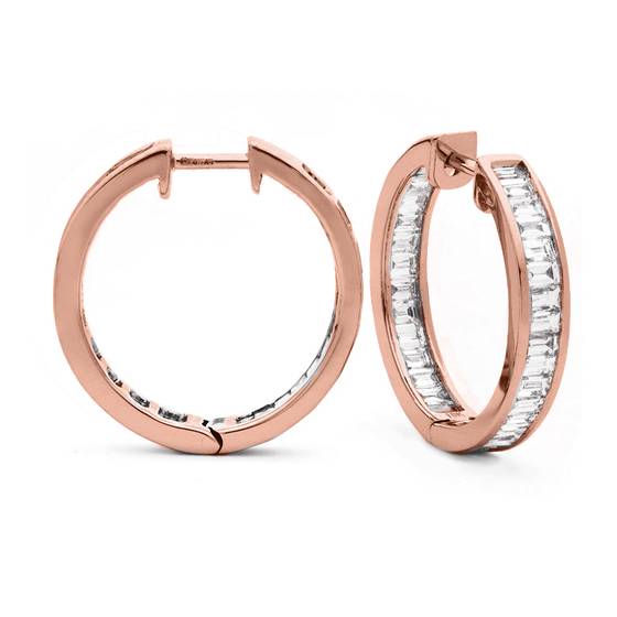 2.00ct Modern Baguette Diamond Hoop Earrings