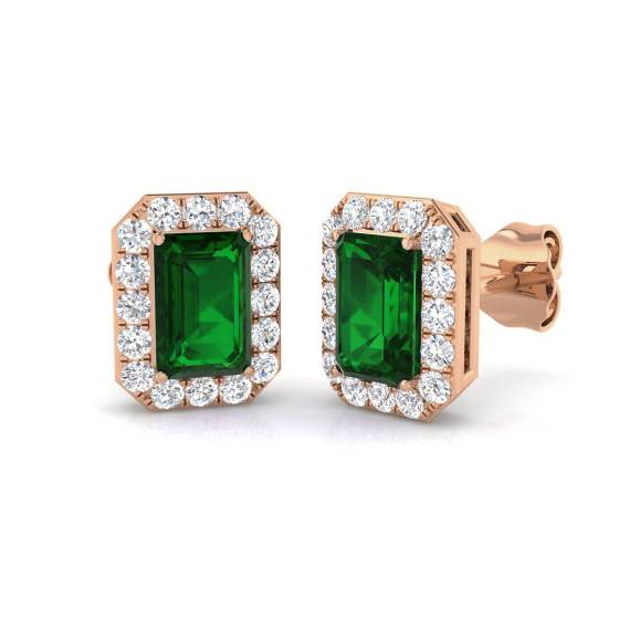 1.45ct VS/E-F Emerald and Diamond Gemstone Earrings