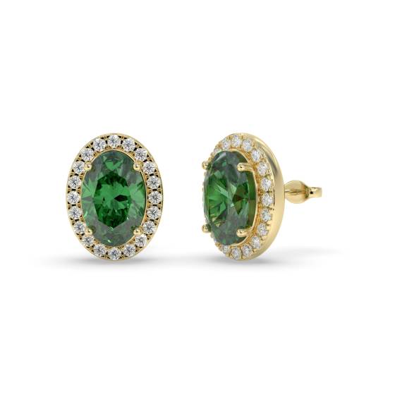 1.15ct VS/E-F Emerald and Diamond Gemstone Earrings