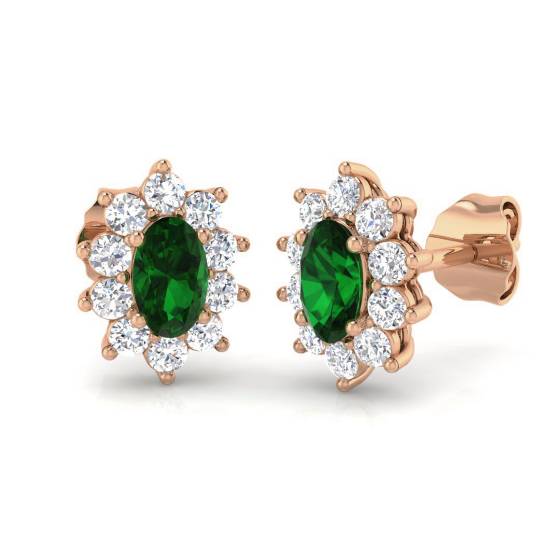 1.00ct VS/E-F Emerald and Diamond Gemstone Earrings