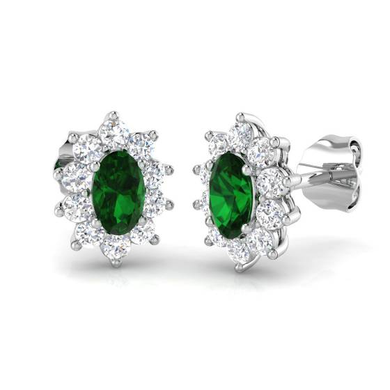 1.00ct VS/E-F Emerald and Diamond Gemstone Earrings