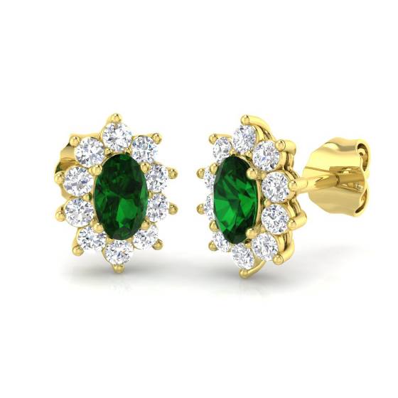 1.00ct VS/E-F Emerald and Diamond Gemstone Earrings