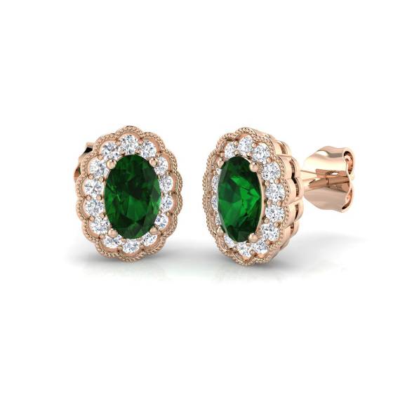 1.05ct VS/E-F Emerald and Diamond Gemstone Earrings