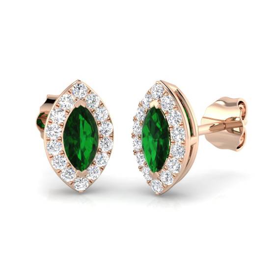 0.70ct VS/E-F Emerald and Diamond Gemstone Earrings