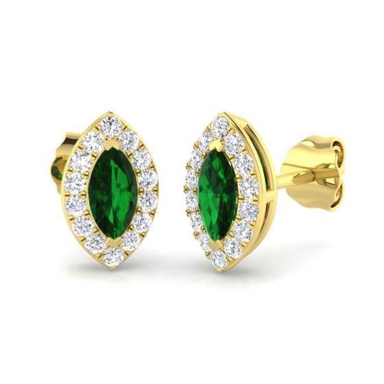 0.70ct VS/E-F Emerald and Diamond Gemstone Earrings