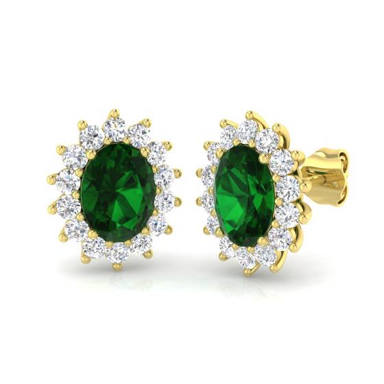 1.25ct VS/E-F Emerald and Diamond Gemstone Earrings