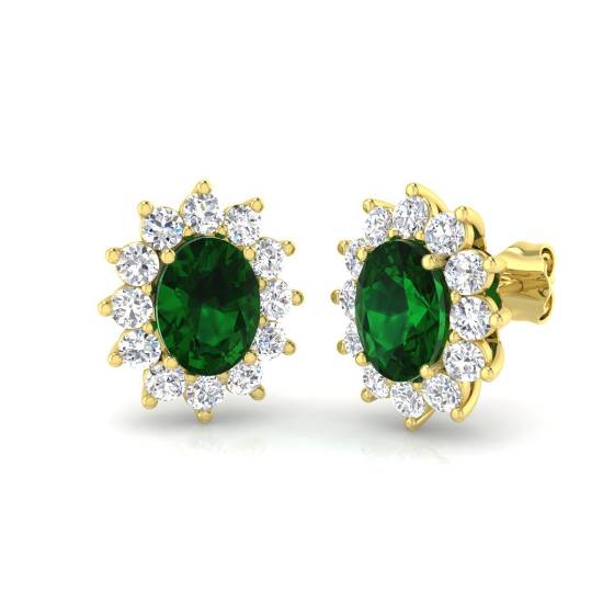 3.00ct VS/E-F Emerald and Diamond Gemstone Earrings